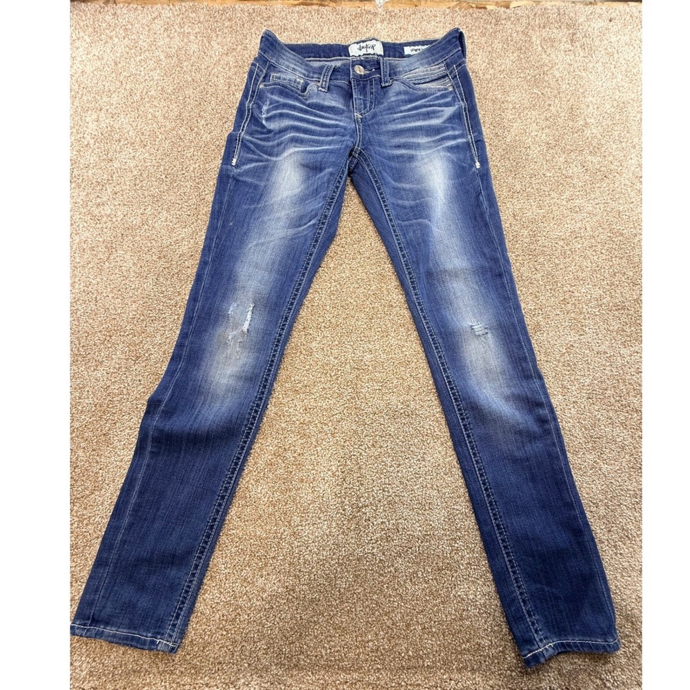 Y2K Daytrip Scorpio Skinny Jeans Womens 26R Medium Wash Distressed Low Rise Blue